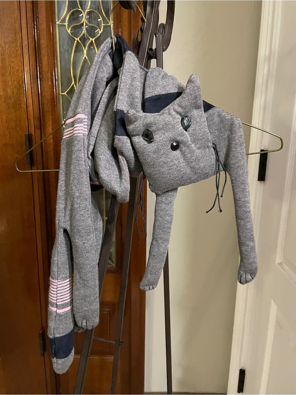 Scarf Gray Cat-Themed Plush Cat Feline Scarf Vintage Slye